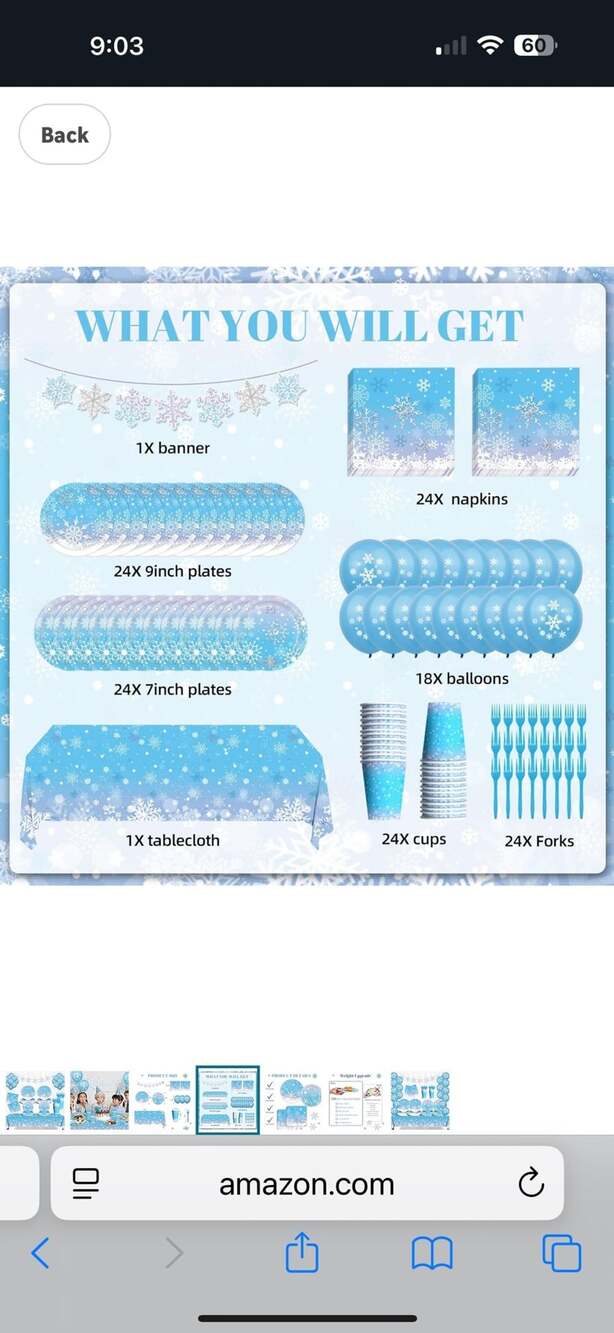 24 Winter Snowflake Party Tableware Set